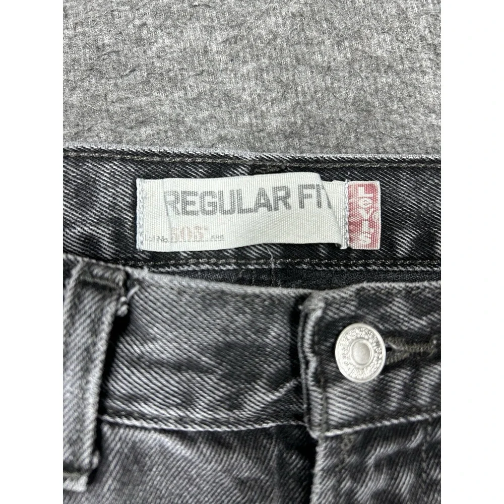 Levis 505 Regular Fit Jeans Mens 32x34 (fits 30x32) Black Denim Straight Leg Y2K